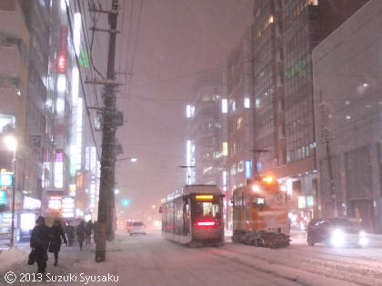 【札幌市電】ポラリス、ササラ、猛吹雪。