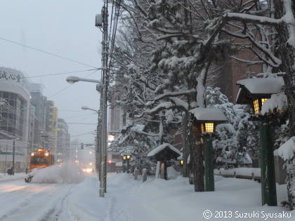 【札幌市電】大雪の南一条・三吉神社界隈