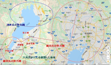 姉川の合戦前夜の勢力図（推定）